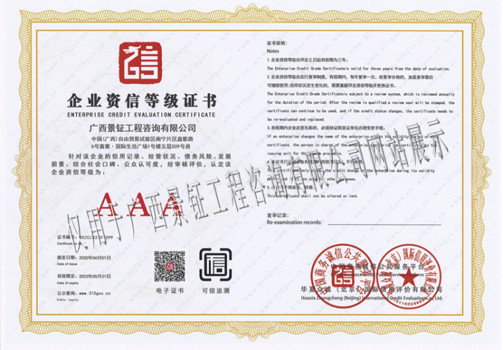 企业资信等级证书